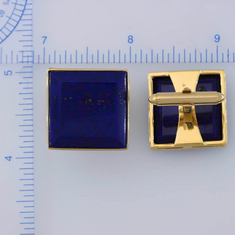 SQUARE BEVELED LAPIS 18K YELLOW GOLD CUFFLINK UPC #306431