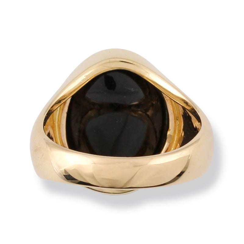14K Yellow Gold Black Nephrite Jade Gypsy Ring for Men | UPC #373198
