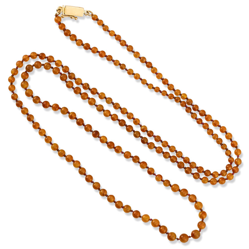 14K Yellow Gold Red Jadeite Jade Bead Necklace | UPC #361676