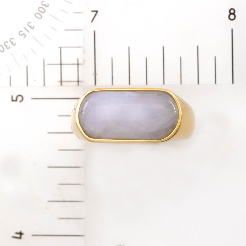 Lavender Jadeite Jade Saddle Ring in 14K Yellow Gold | UPC #406377