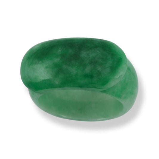 Green Jadeite Jade Saddle Top Band Ring Finger Size 9 | UPC #385993