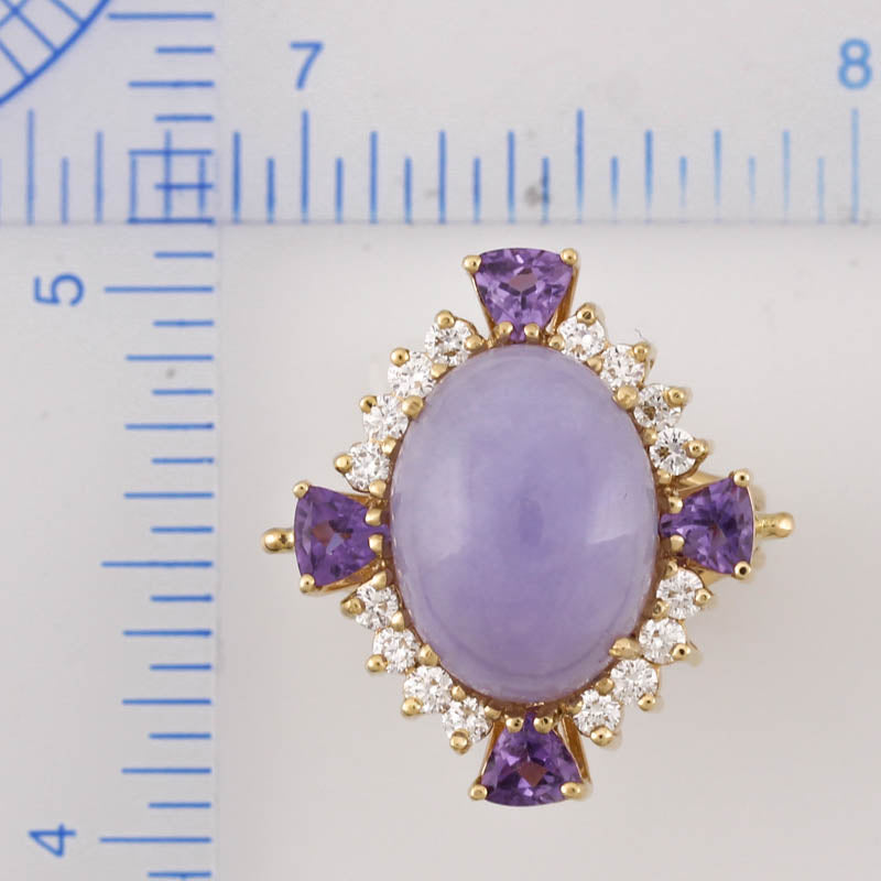 ESTATE 14K YELLOW GOLD LAVENDER JADEITE JADE RING UPC #37671