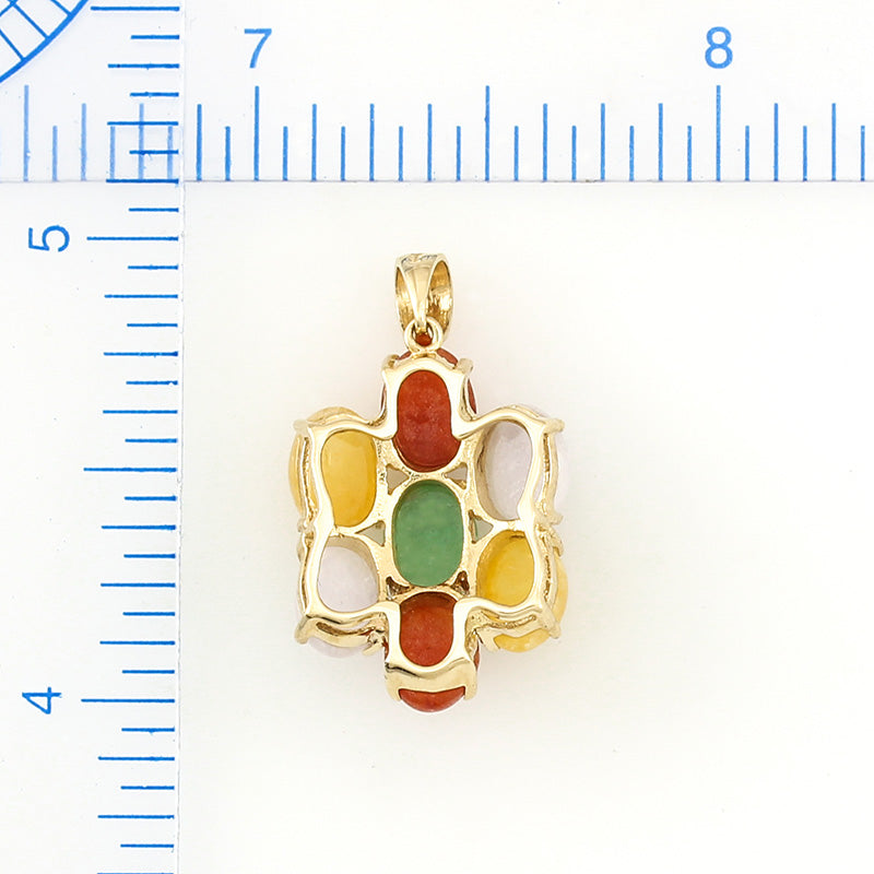 14K YELLOW GOLD RAINBOW JADEITE JADE PENDANT UPC #397200