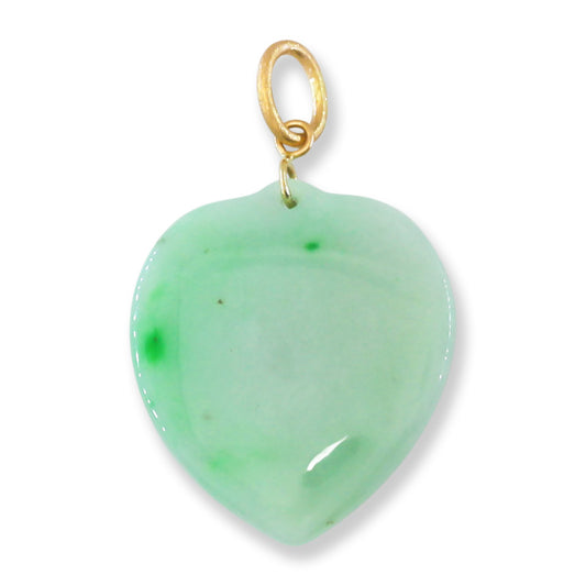 Green Jadeite Jade Heart 14K Yellow Pendant | UPC #399914