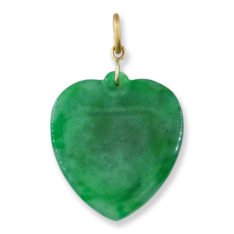 Green Jadeite Jade Heart 14K Yellow Pendant | UPC #399921
