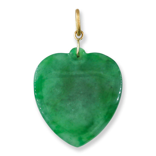Green Jadeite Jade Heart 14K Yellow Pendant | UPC #399921