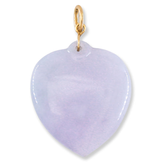 14K YELLOW GOLD LAVENDER JADEITE JADE PUFFY HEART PENDANT UPC #391185