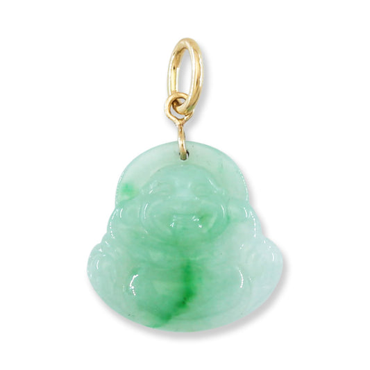 14K Yellow Gold Green Jadeite Jade Buddha Carving | UPC #395510