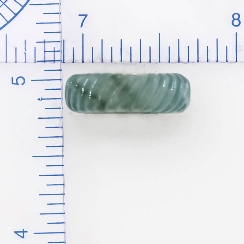 Blue Green Jadeite Jade Carved Band Ring Finger Size 4 | UPC #398337