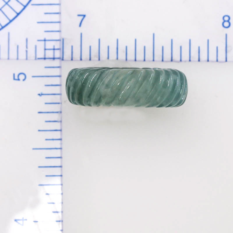 Blue Green Jadeite Jade Carved Band Ring Finger Size 4.75 | UPC #398320