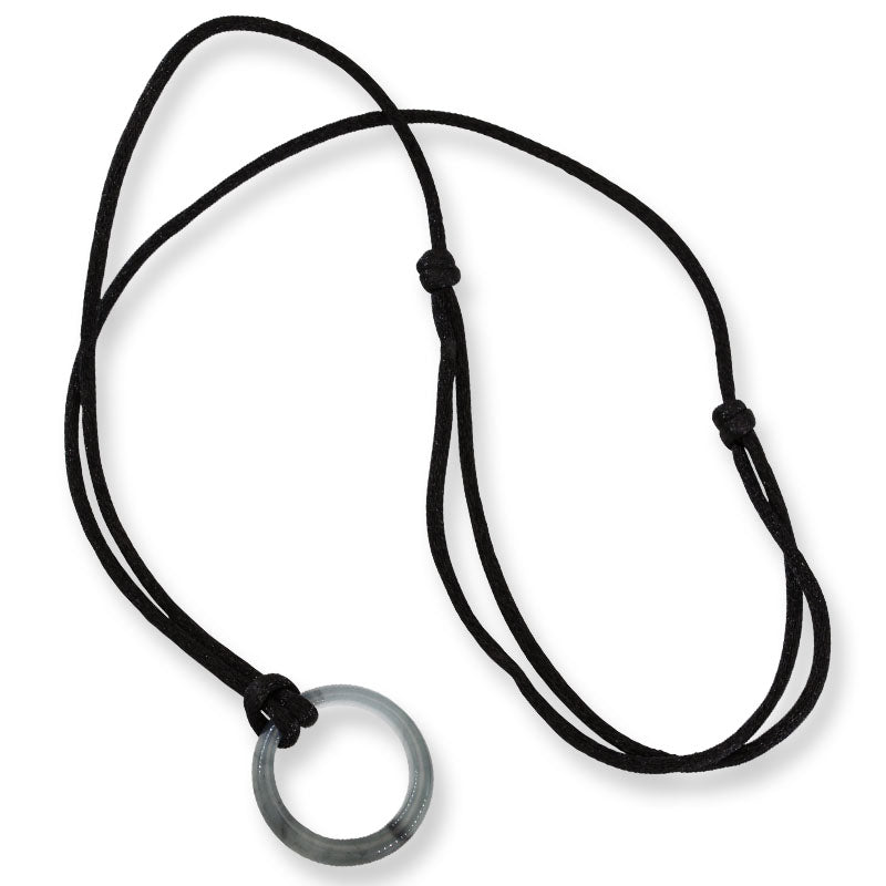 Blue Green Jadeite Jade Circle Adjustable Cord Necklace | UPC #395060