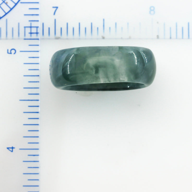 Blue Green Jadeite Jade Band Ring Finger Size 10.25 | UPC #395015