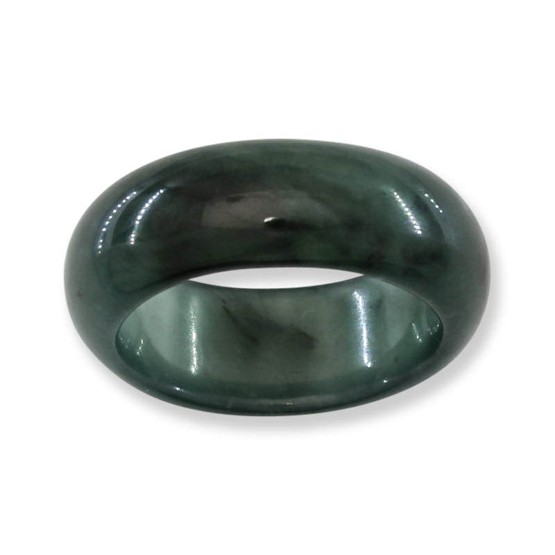 Blue Green Jadeite Jade Band Ring Finger Size 8 | UPC #398467