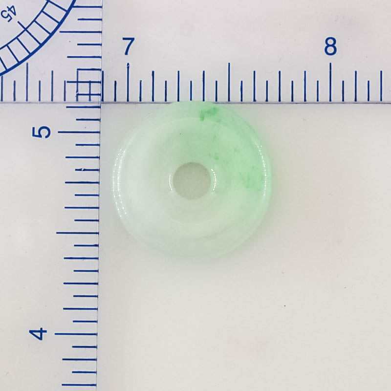 White and Green Jadeite Jade Loose Pi Disc Pendant Carving | Jade Donut | UPC #408098