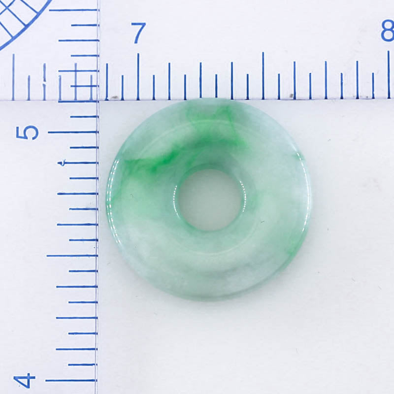 Green and White Jadeite Jade Loose Pi Disc Pendant Carving | Jade Donut | UPC #180376