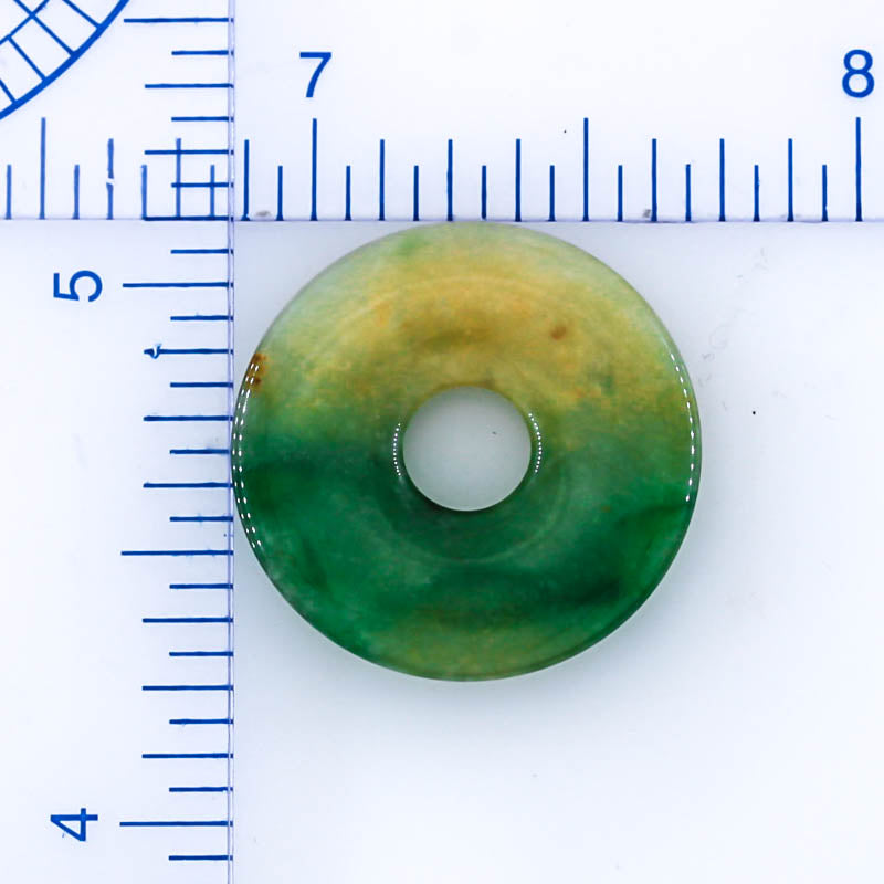 Green and Yellow Jadeite Jade Loose Pi Disc Pendant | Jade Donut | UPC #400252