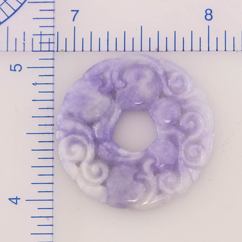Lavender Jadeite Jade Carved Loose Pi Disc Pendant | Jade Donut | UPC #401051