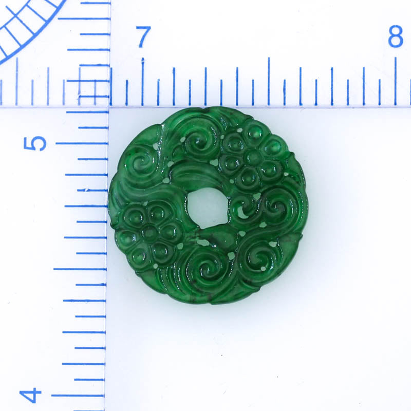 Green Jadeite Jade Flat Carved Loose Pi Disc Pendant | Jade Donut | UPC #408470