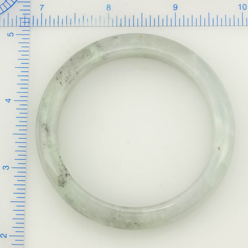 Grey Jadeite Jade Half-Round Bangle Bracelet 57.9MM | UPC #172470