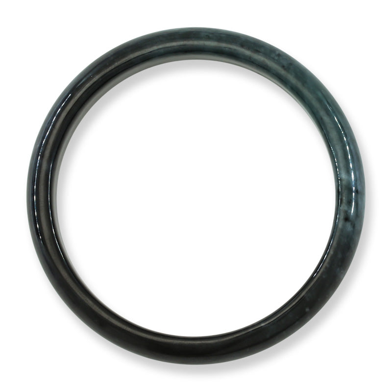 Guatemalan Grey and Blue-Green Jadeite Jade Half Round Bangle Size 60.7MM | UPC # 398429