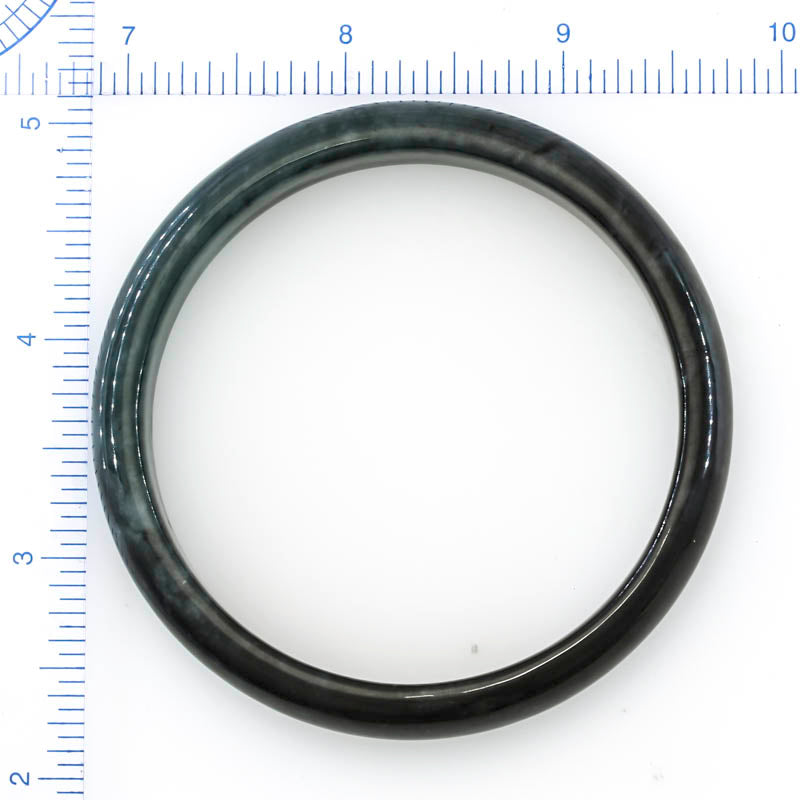 Guatemalan Grey and Blue-Green Jadeite Jade Half Round Bangle Size 60.7MM | UPC # 398429