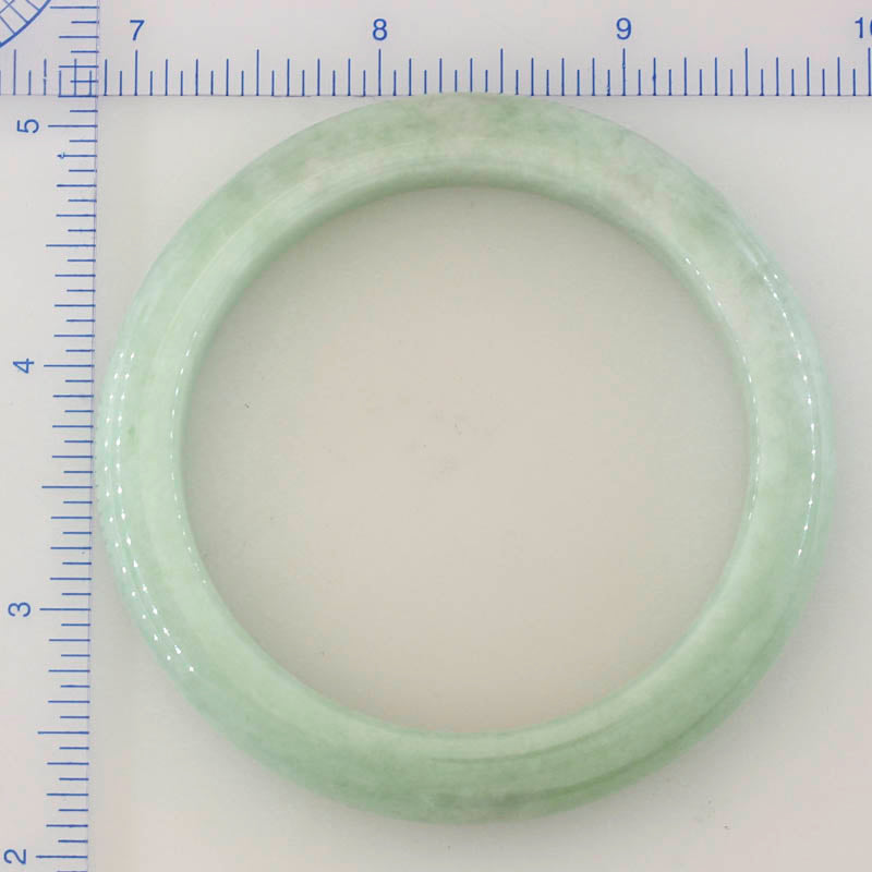 Green Jadeite Jade Half Round Bangle 57.7MM | UPC #030084