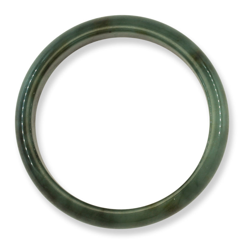 Green Jadeite Jade Half Round Bangle 61.1MM | UPC #030107