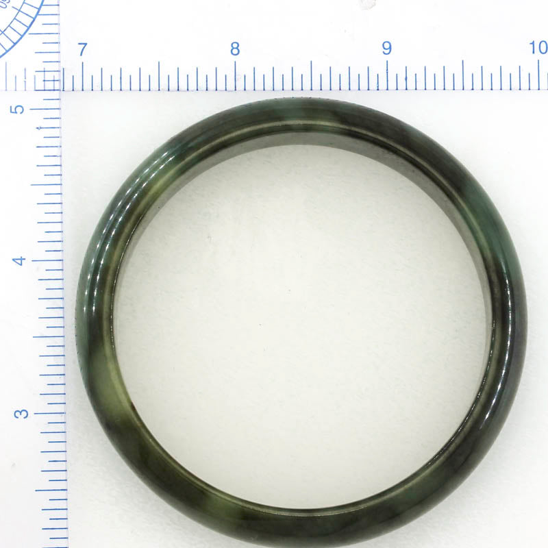 Green Jadeite Jade Half Round Bangle 61.1MM | UPC #030107