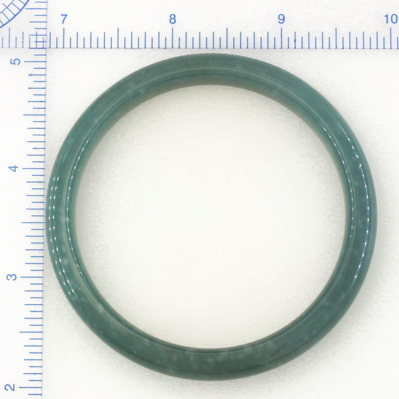 Guatemalan Blue-Green Jadeite Jade Half Round Bangle 61.6MM | UPC #398399
