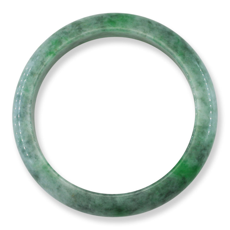 Green Jadeite Jade Half Round Bangle 58.9MM | UPC #148451
