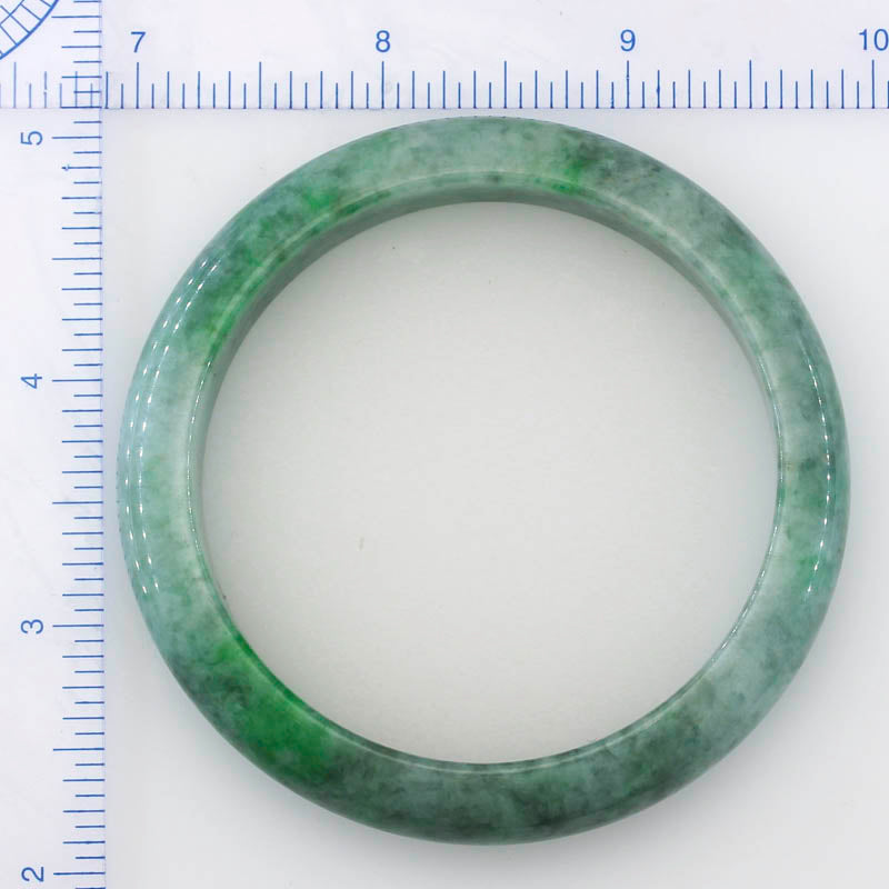 Green Jadeite Jade Half Round Bangle 58.9MM | UPC #148451