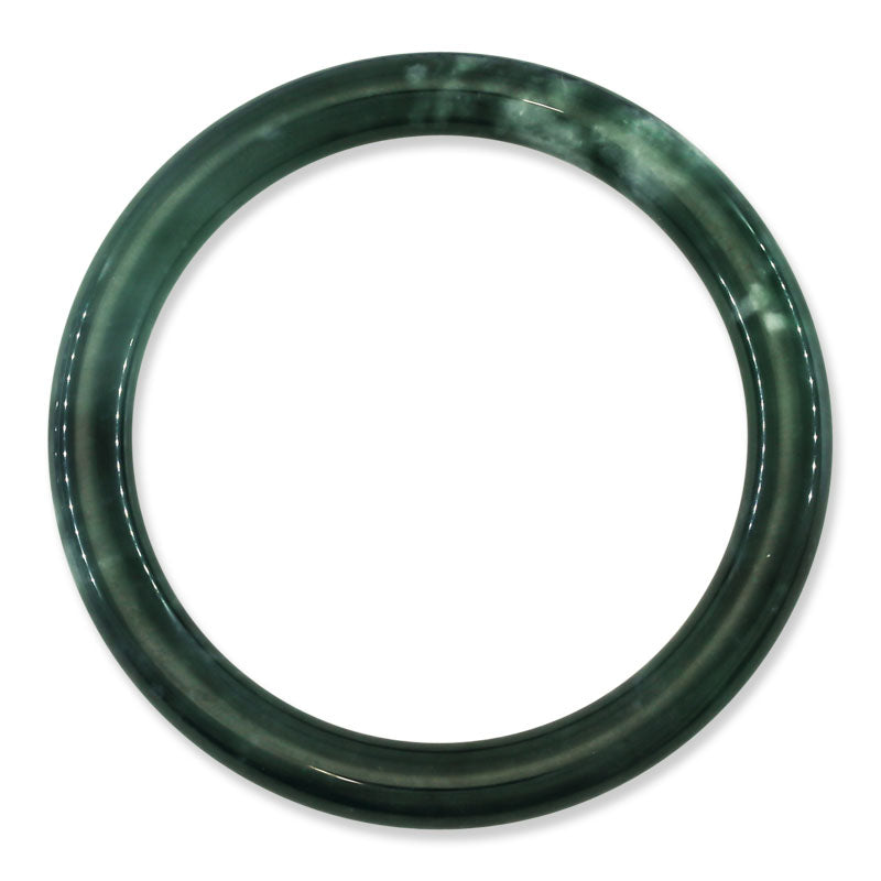 Small Guatemalan Dark Green Jadeite Jade Cylindrical Bangle 55.9MM | UPC #397415