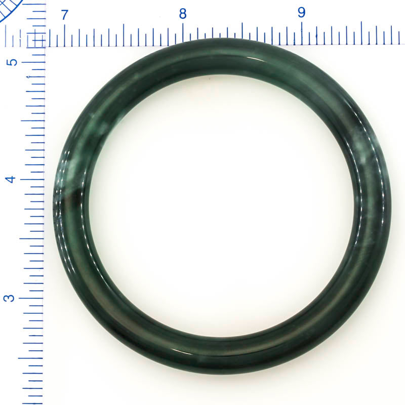 Small Guatemalan Dark Green Jadeite Jade Cylindrical Bangle 55.9MM | UPC #397415