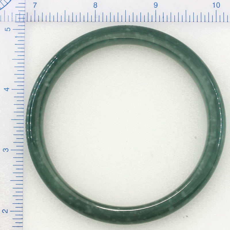 Guatemalan Blue-Green Jadeite Jade Half Round Bangle 67.7MM | UPC #325265