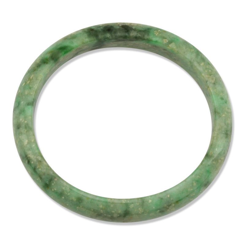 Green Jadeite Jade Half Round Oval Bangle 52.6 X 47.3MM UPC #029989