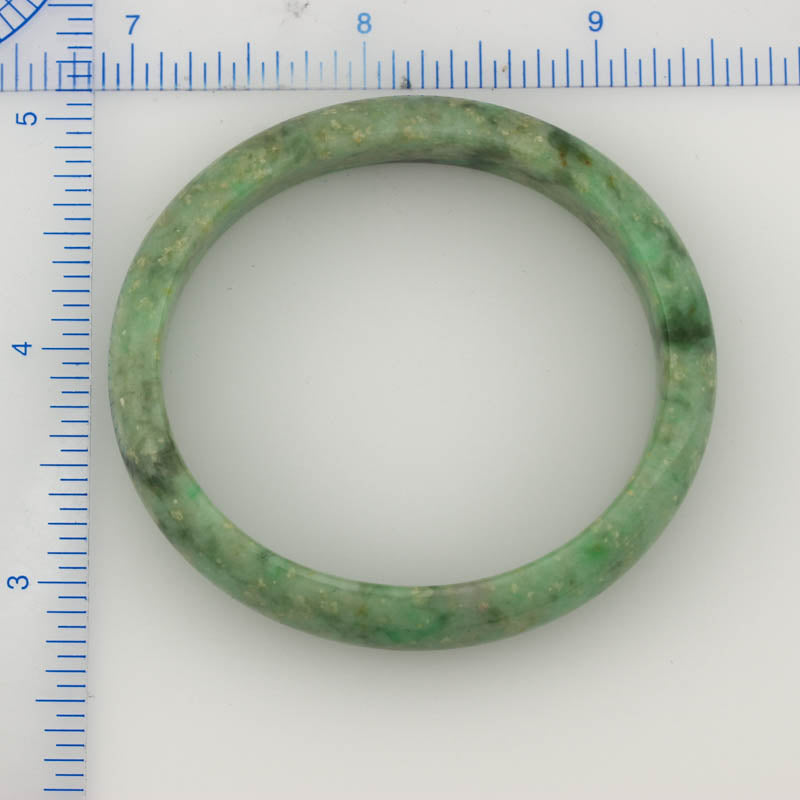 Green Jadeite Jade Half Round Oval Bangle 52.6 X 47.3MM UPC #029989