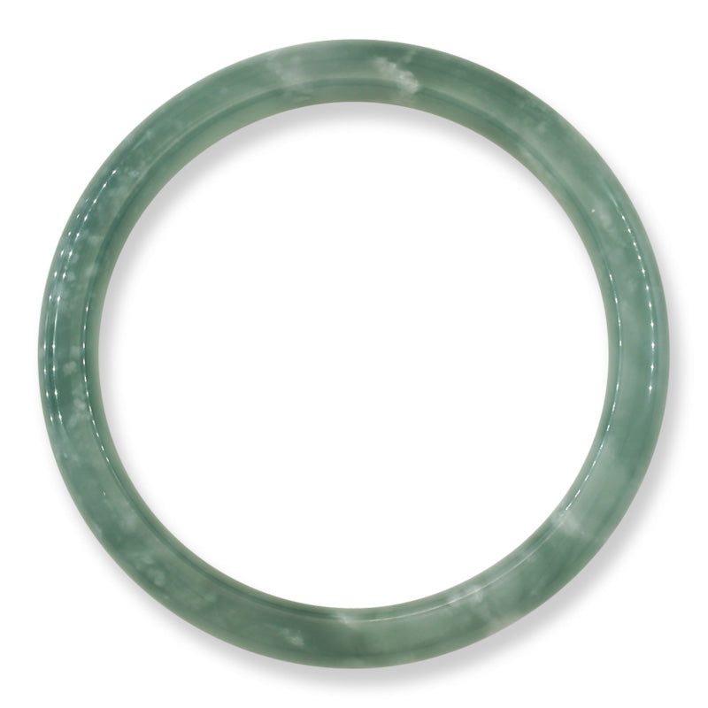 Guatemalan Blue-Green Jadeite Jade Half Round Bangle 61.5MM | UPC #267206