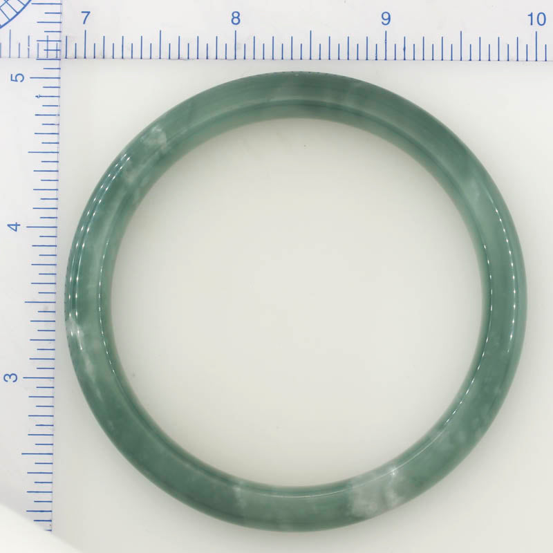 Guatemalan Blue-Green Jadeite Jade Half Round Bangle 61.5MM | UPC #267206