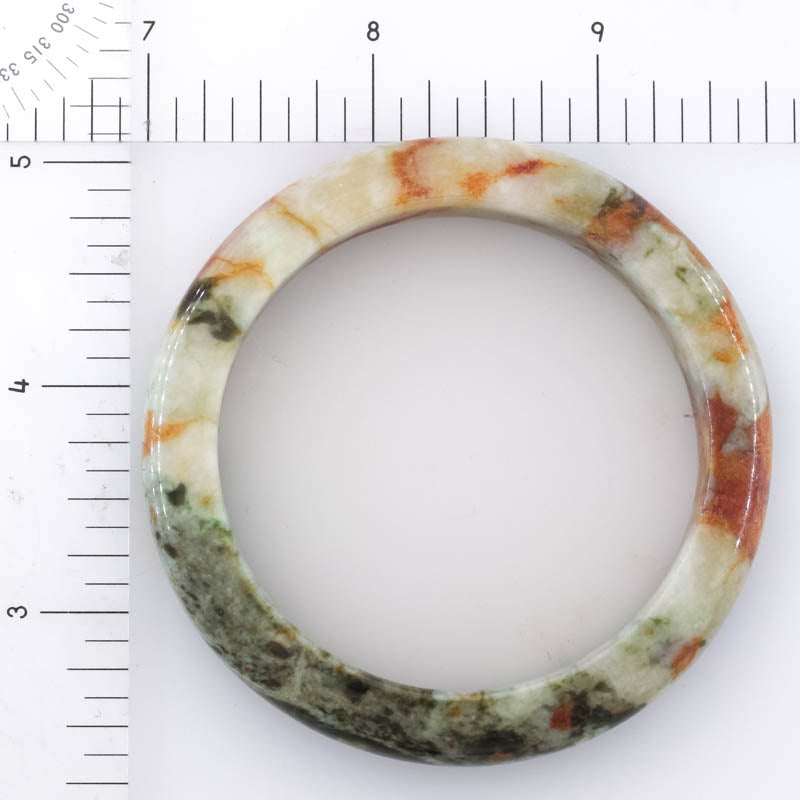 Green and Red Jadeite Jade Half Round Bangle 53.2MM | UPC #405493