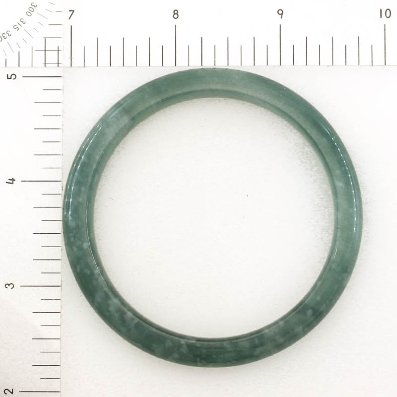 Guatemalan Blue-Green Jadeite Jade Half Round Bangle 57.6MM | UPC #405349