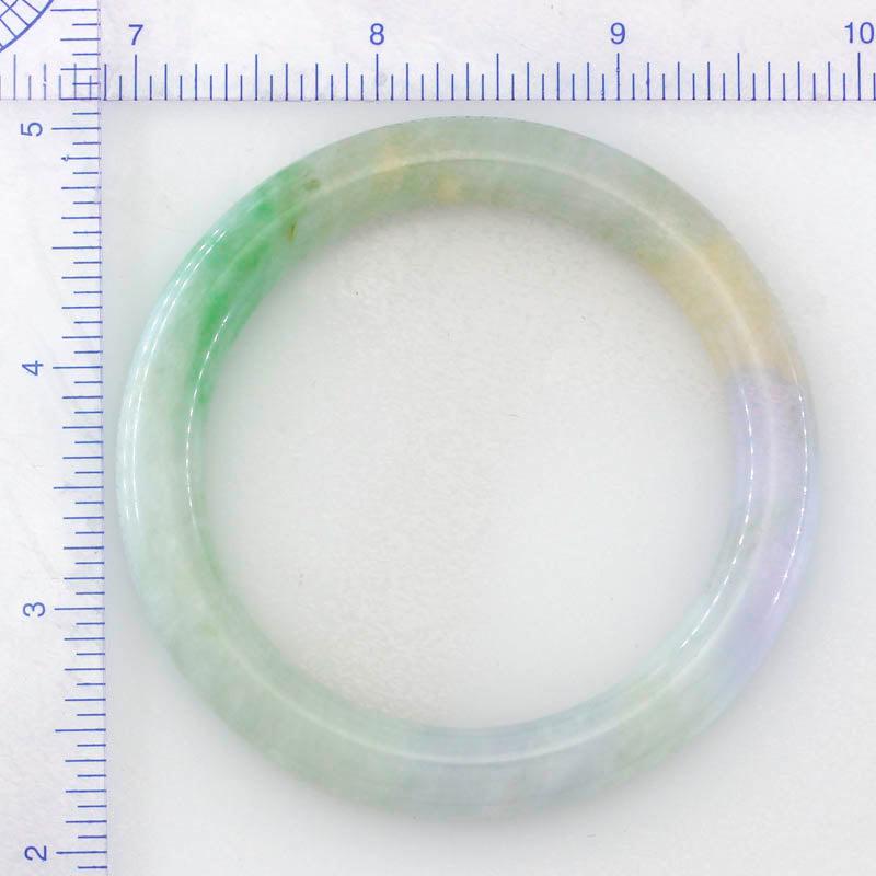 Green and Lavender Jadeite Jade Cylindrical Bangle 55.1MM | UPC #253162