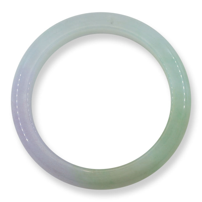 Small Green and Lavender Jadeite Jade Half Round Bangle 56.8MM | UPC #030190