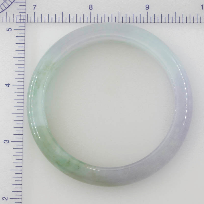 Small Green and Lavender Jadeite Jade Half Round Bangle 56.8MM | UPC #030190