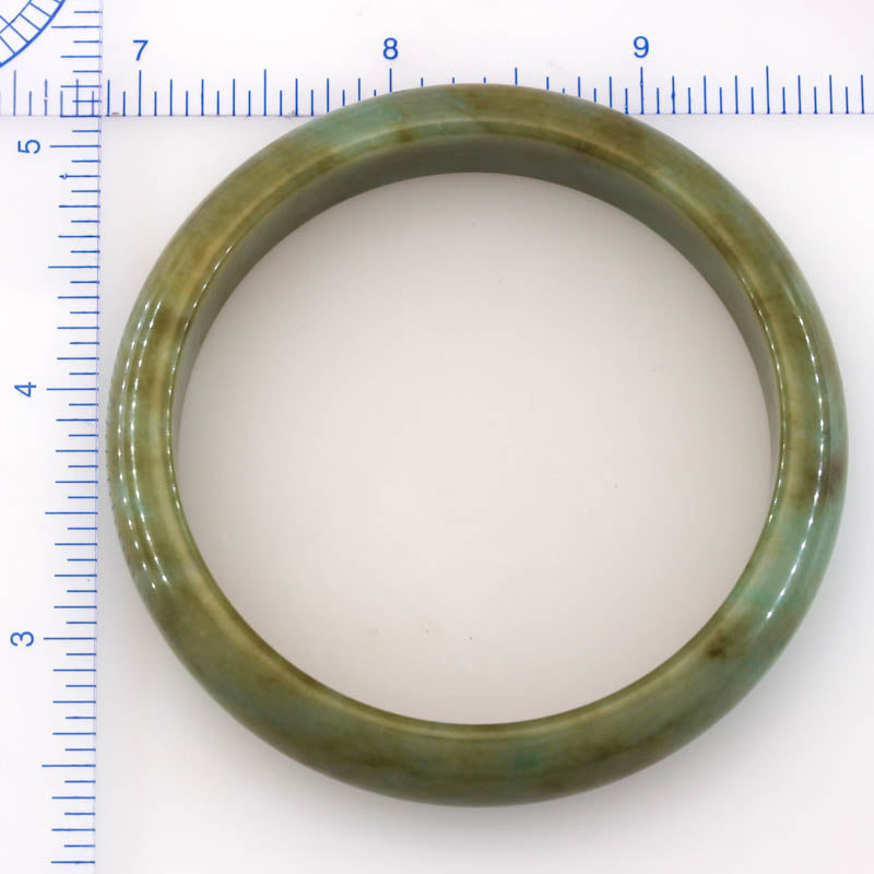 Green And Yellow Jadeite Jade Half Round Bangle 58 7MM Jade Jewelry