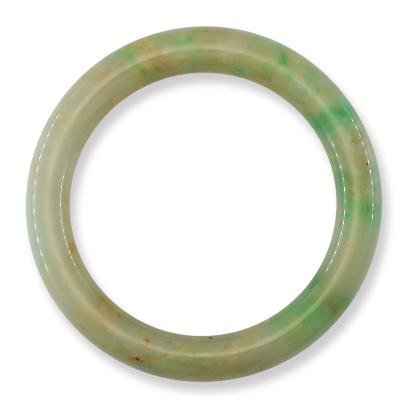 Yellow and Green Jadeite Jade Cylindrical Bangle 58.7MM | UPC #398368