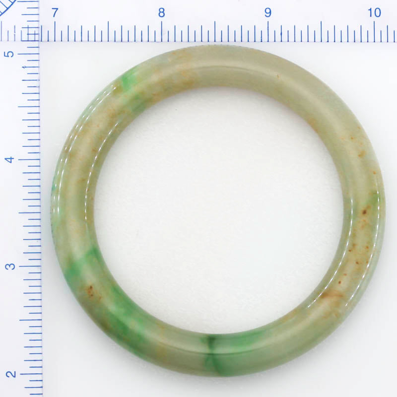 Yellow and Green Jadeite Jade Cylindrical Bangle 58.7MM | UPC #398368