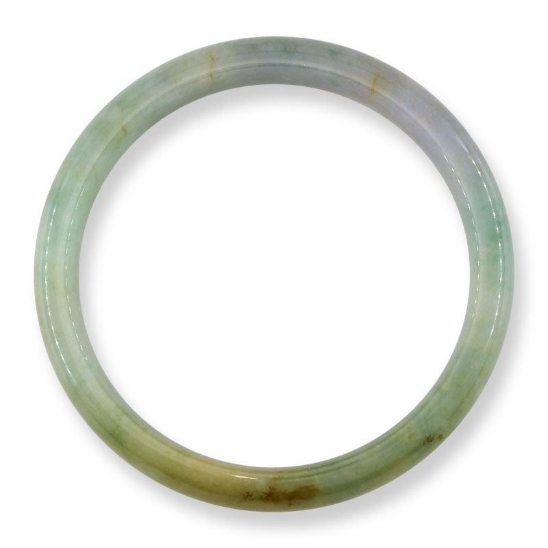 Green and Yellow Jadeite Jade Half Round Bangle 57.5MM | UPC #396647