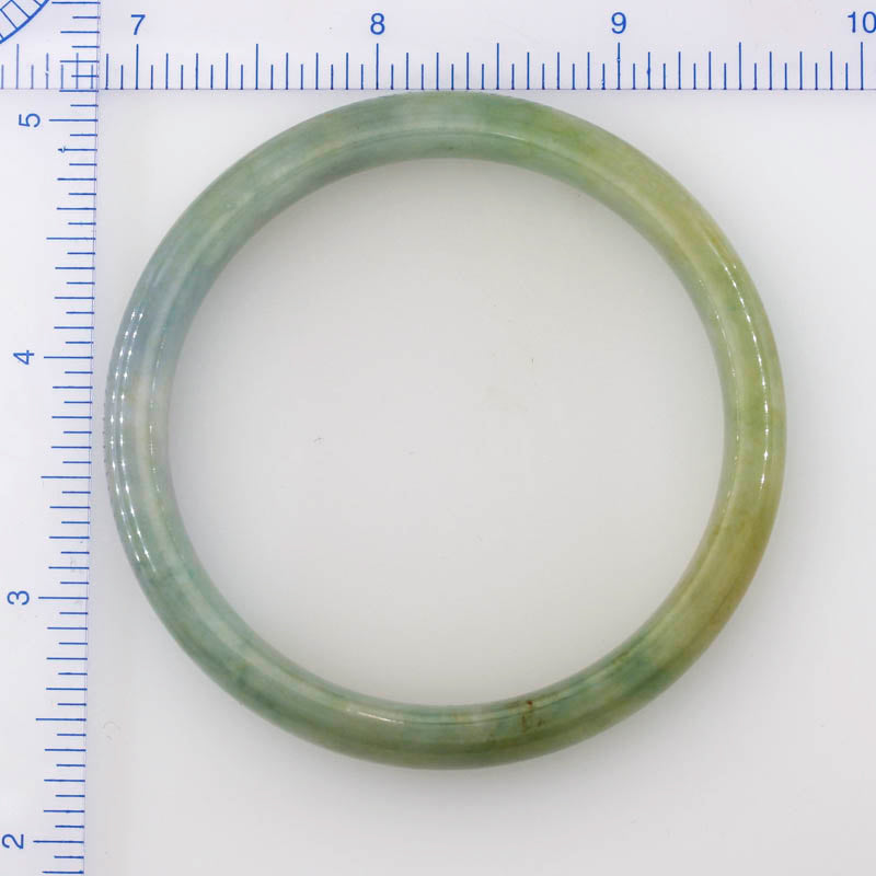 Green and Yellow Jadeite Jade Half Round Bangle 57.5MM | UPC #396647
