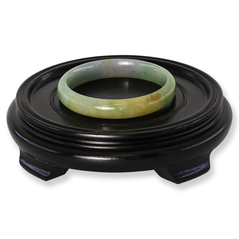 Green and Yellow Jadeite Jade Half Round Bangle 57.5MM | UPC #396647