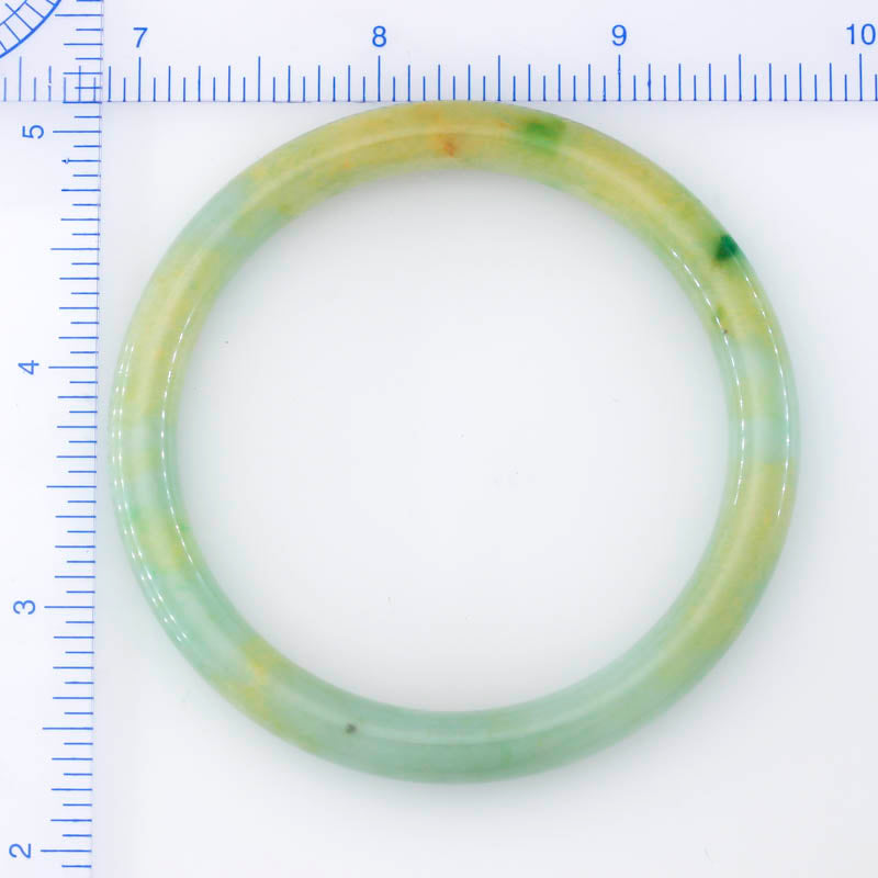 Yellow and Green Jadeite Jade Cylindrical Bangle 57.3MM | UPC #373280